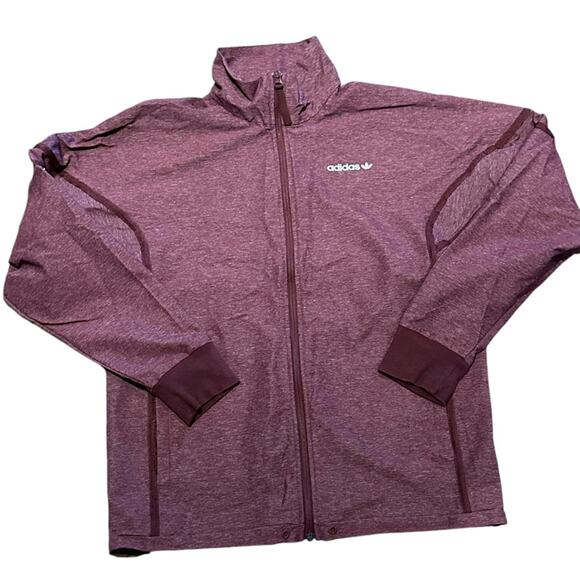 Adidas Adult Size Small Burgundy Full Zip 3 Stripe Full Zip Jacket - Picture 1 of 13